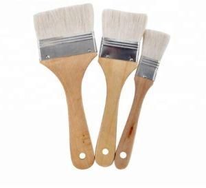 White Goat Hair Flat Wall Paint Brush with Wooden Handle