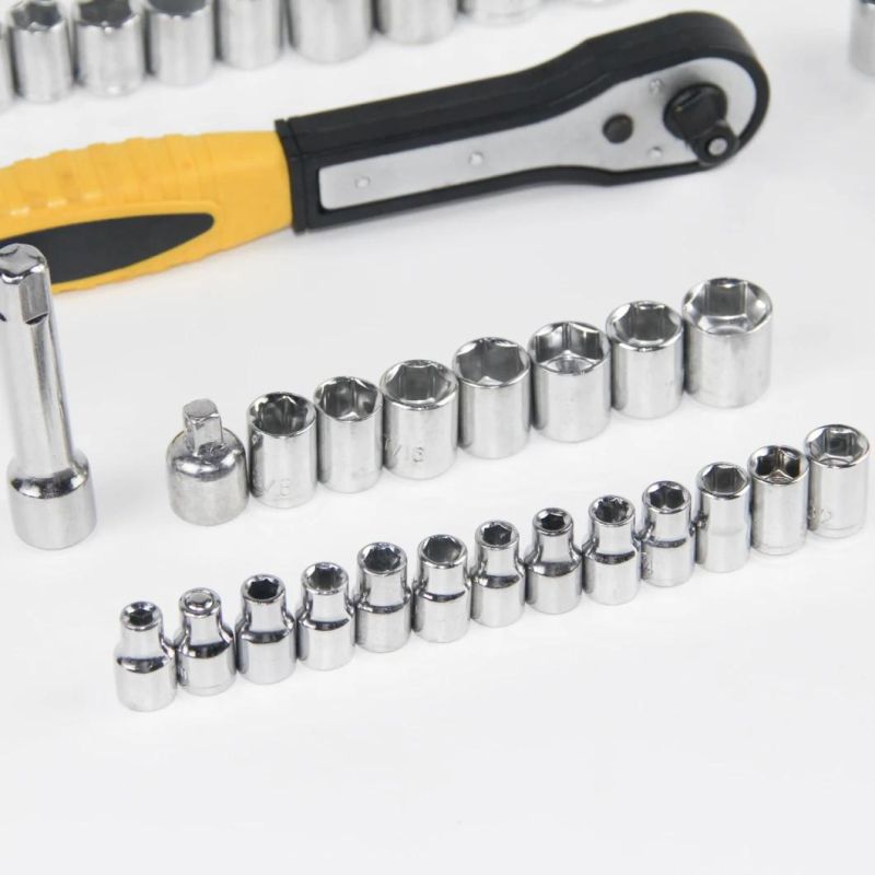 Drive Socket Set with 72 Tooth Reversible Ratchet