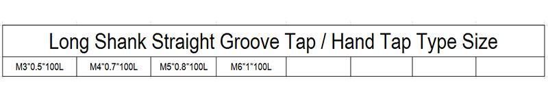 M5*0.8*100L Hsse-M35 Long Shank 100mm Straight Groove Taps M3*0.5 M4*0.7 M5*0.8 M6*1 Hand Screw Thread Tap