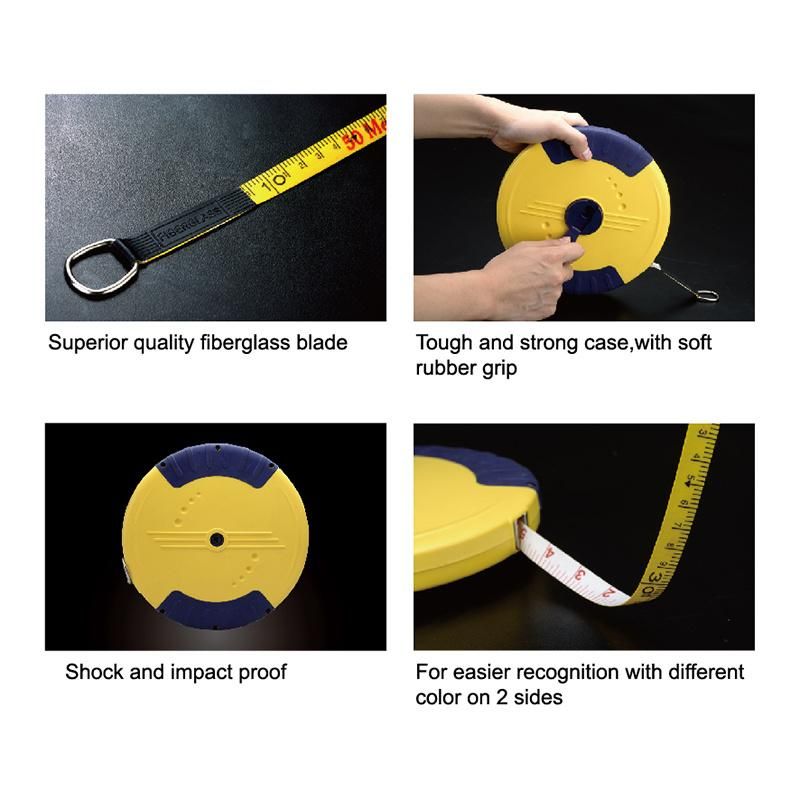 10m/15m/20m/30m/50m Great Wall Best Selling ABS+Rubber Case Fiberglass Tape Measure