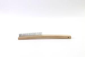 Portable Copper Stainless Steel Wire Brush with Straight Wooden Handle