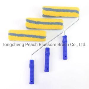 2020 New Colorful Stripes Polyester Fiber Roller Blue Plastic Handle Paint Roller Brush