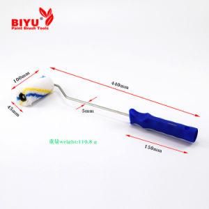 Blue Handle Blue and Yellow Stripe Roller Brush Hardware Tool on White