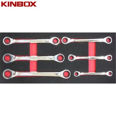 Kinbox Professional Item TF01m152 Reversible Double Ring Ratcheting Wrench Set