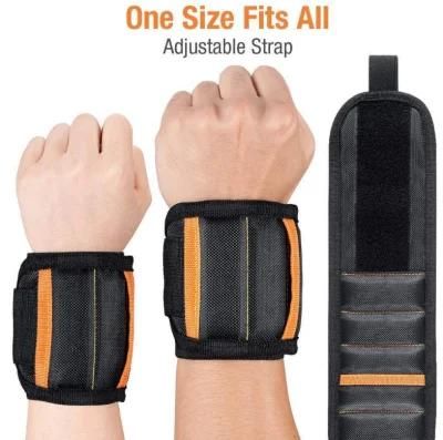 Magnetic Wristband with Two Pocket Adjustable Wrist Strap for Holding Screws Nails and Other Small Metal Parts