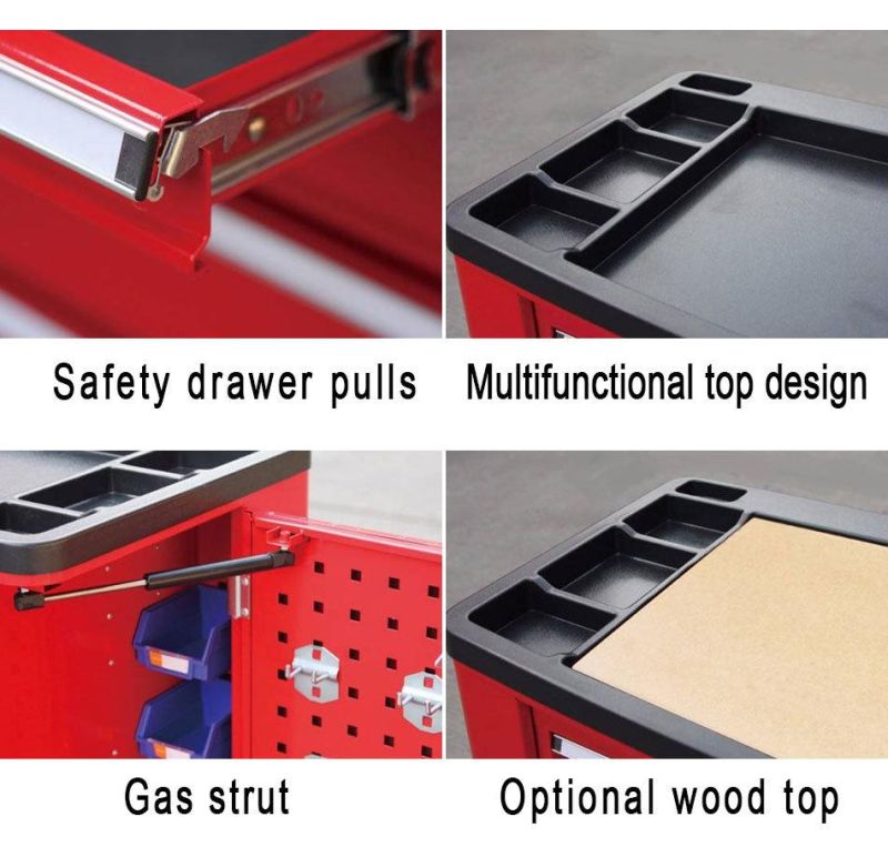 6 Drawer Tool Cabinet with Plastic Work Surface Pallet Red