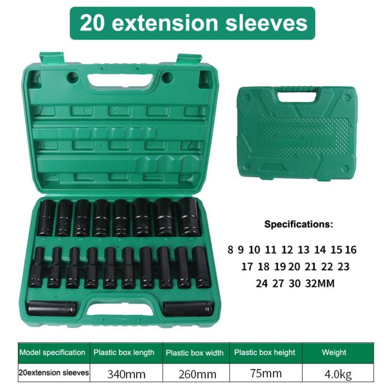 9/10/15/20PCS 1/2 Inch Electric Wrench Accessory Socket Set