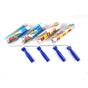 New Colorful Stripes Polyester Fiber Roller Blue Plastic Handle Paint Roller Brush Set