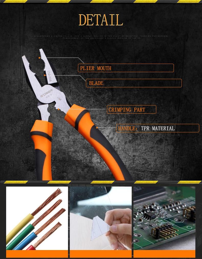 6", 7", 8" CRV Hand Tools Industrial Grade Combination Pliers