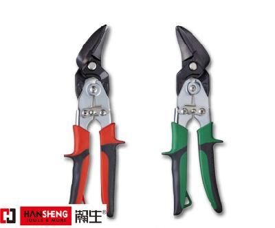 10&quot; Ideal Offset Tin Snips, Figure Tin Snips, Aviation Snips, Made of Carbon Steel, Cr-V, Matt Finish, Nickel Plated, TPR Handle, Straight, Heavy Duty