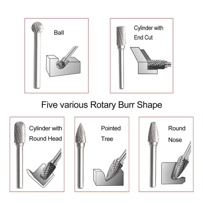 8PCS Shank Dia Burr Carbide File Die Grinder Bits Tungsten Carbide Rotary Burrs Set