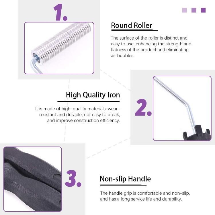 4PCS Fiberglass Roller Tools and 1PCS Detail Brushes with 1 Pair Glove Kit, Fiberglass Bubble Paddle Tool Laminating Paint Roller Kit