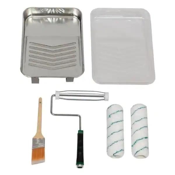 6-Piece Microfiber Paint Tray Kit, Paint Roller, Paint Brush, Liner, Metal Paint Tray