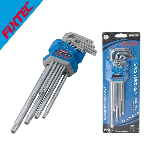 Fixtec 9PCS Cr-V Extra Long Arm Torx Key with Matt Finish