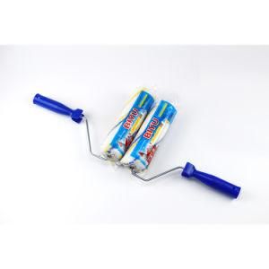 New Short Blue Polyester Fiber Roller Black Plastic Handle Paint Roller Brush Set