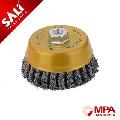 Heavy-Duty Golden High Quality Knotted Tempered Steel Wire Cup brush