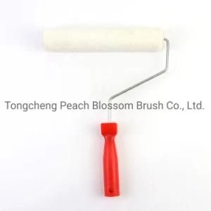White Polyester Fiber Roller Red Plastic Handle Paint Roller Brush for Sale