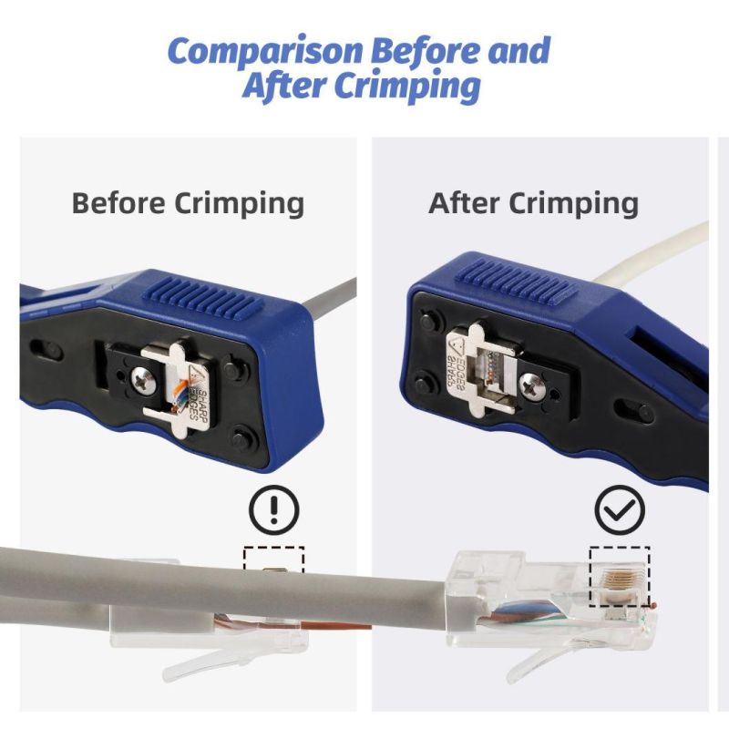Ez RJ45 Pass Through Crimping Tool Ethernet Network Modular Plug Connector Crimper Tool Ratcheting for UTP/STP Cable