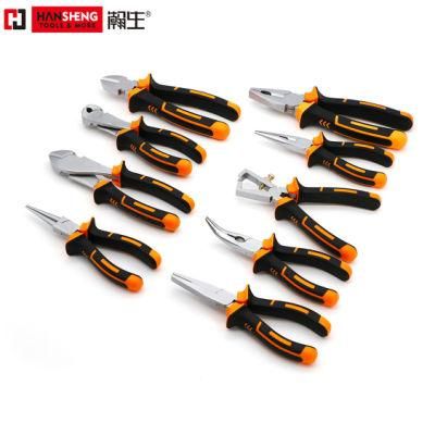 Professional Combination Pliers, Hand Tools, Hardware Tool, Made of Carbon Steel, CRV, PVC Handles, German Type, Cr-V, German Type, Round Nose Pliers