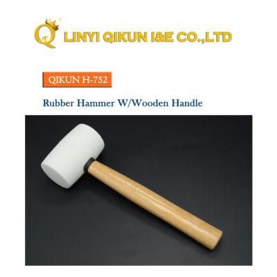 H-752 Construction Hardware Hand Tools Rubber Plastic Hammer with Wooden Handle