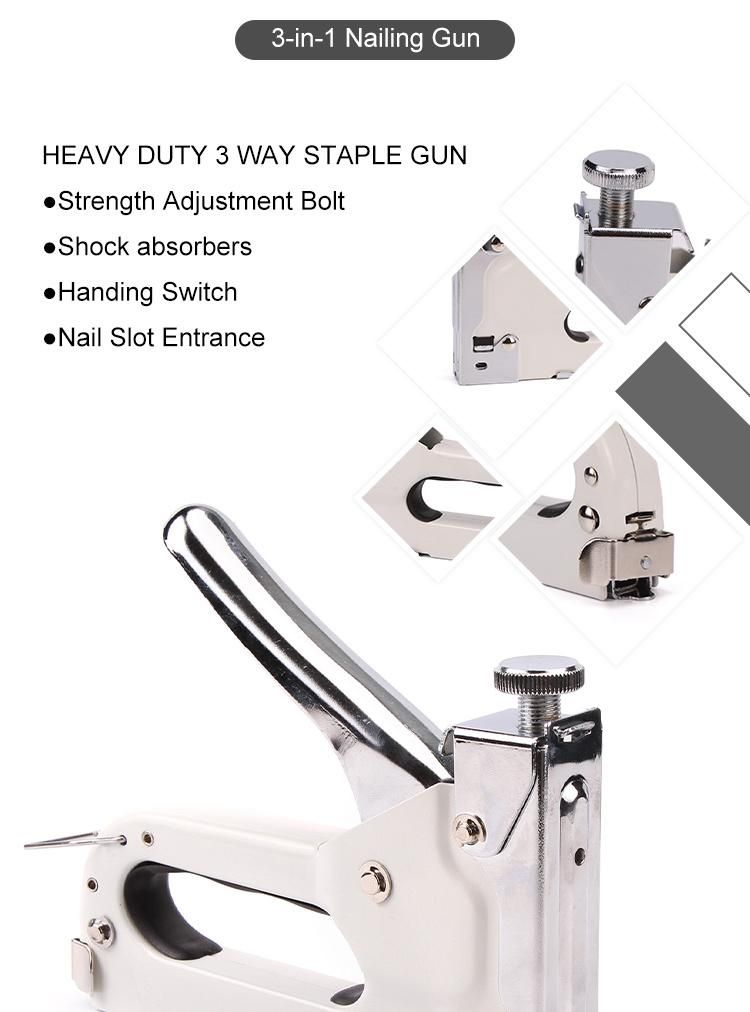 Silver Color Three-Way Tacker Staple Gun Kit with Factory Price