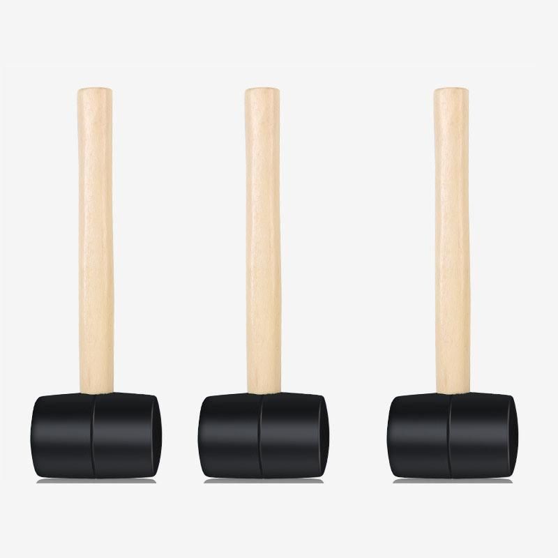 1000g Black Round Wooden Handle Rubber Outdoor Activity