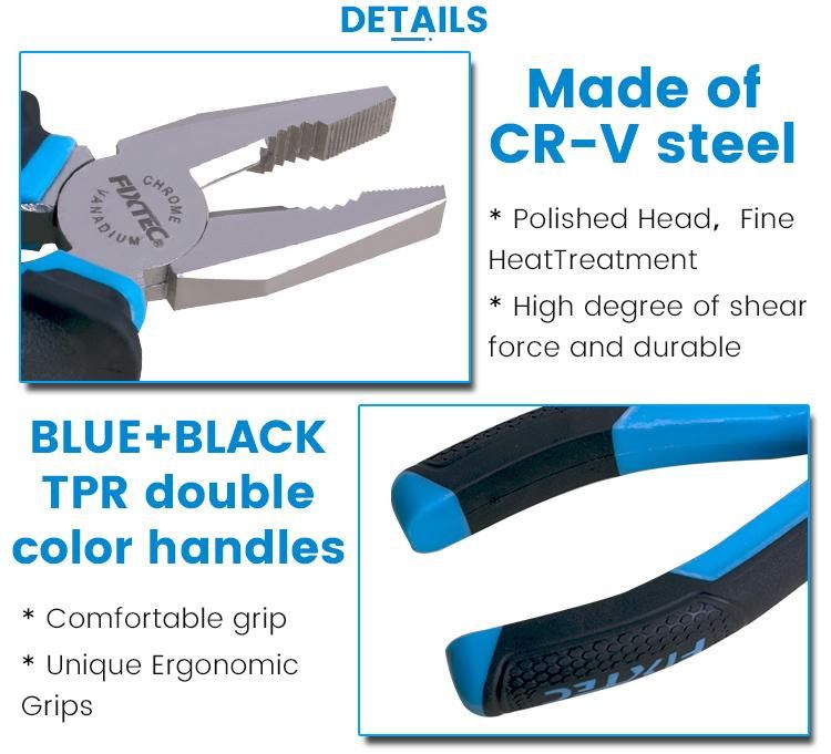 Fixtec Hand Tools CRV  Wire Cutter Chrome Vanadium Combination Cutting Pliers