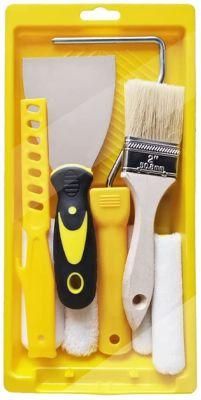 Paint Roller Kit 9 PCS Paint Roller Cover Set-Brush, Tray, Putty K Nife, Stir Bar (Yellow)