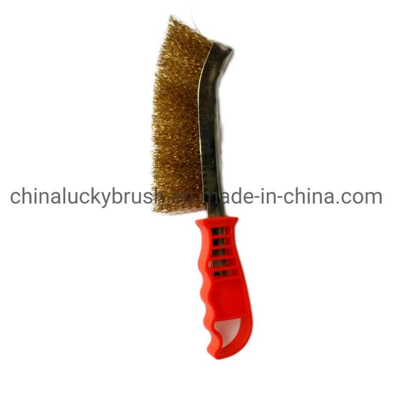 Brass Coated Steel Wire Knife Brush /Hardware Tool Plastic Handle Steel Wire Brush (YY-850)