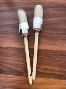 White Bristle Round Brush with Long Wooden Handle
