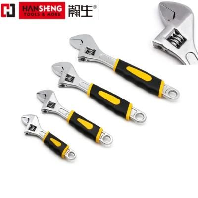 Professional Hand Tools, Made of CRV, High Carbon Steel, Chrome Plated, Double-Color PVC Handle, Adjustable Wrench