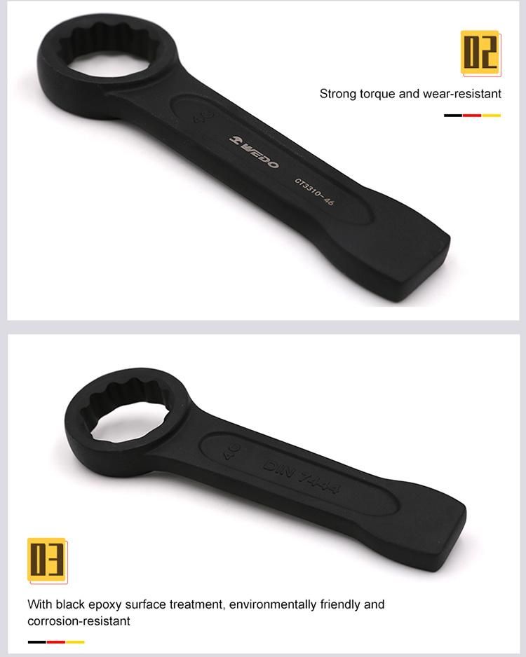 WEDO Striking Box Wrench Strong Torque Labor Saving Black-Spray on Surface 40cr Slogging Ring Spanner