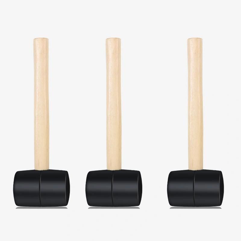 300g Rubber Hammer with Black Round Wooden Handle