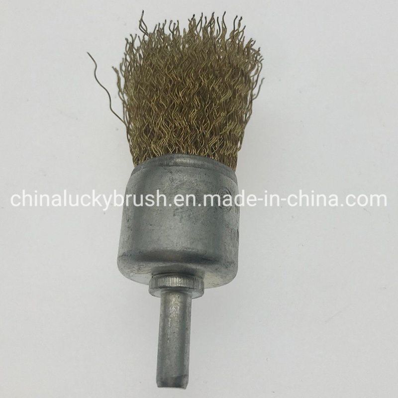 28mm Crimped Brass Coated Steel Wire End Brush (YY-943)