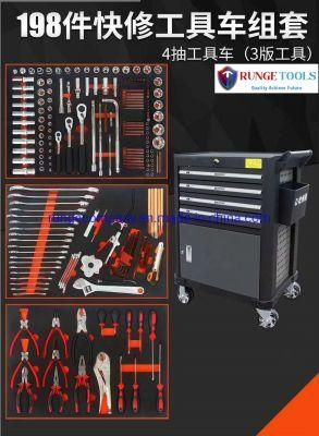 198PCS 6 Drawer Rolling Tool Chest Removable Tool Storage Cabinet with Sliding Drawers Auto Repair Tools Set Cabinet