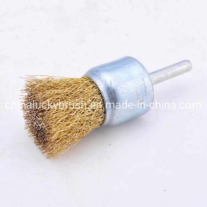 28mm Crimped Brass Coated Steel Wire End Brush (YY-943)