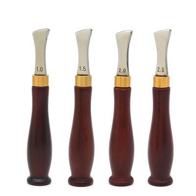 Leather Thread Press Red Wooden Handle Stainless Steel DIY Manual Grooving Tool