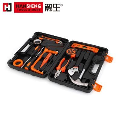 13 Set, Household Set Tools, Plastic Toolbox, Combination, Set, Gift Tools, Made of Carbon Steel, CRV, Polish, Pliers, Wrench, Wire Clamp, Hammer, Snips